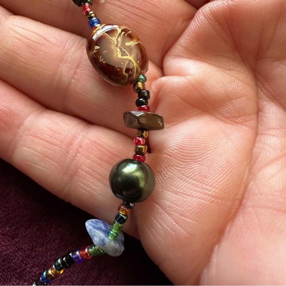 Murano Vintage Multicolor Beaded Glass and Stone Necklace.  STUNNING 🤩 20” w ext - Picture 4 of 15